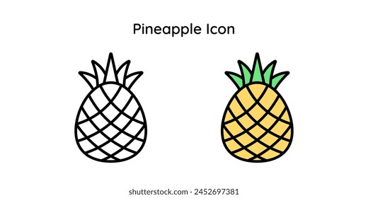 Pineapple vector icon line and line color style
