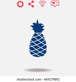 Pineapple vector icon on white background.