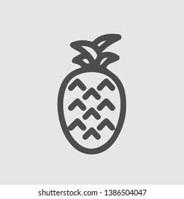 Pineapple vector icon. Tropical fruit symbol. Simple isolated pictogram.