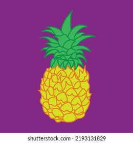 Ilustración vectorial de piña en estilo pop de dibujos animados