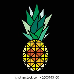 Pineapple Vector Illustration in diffract color sides  