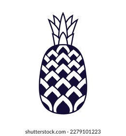 Pineapple Vector illustration. Doodle coloring book page zen art. Fruit, tropic, ananas, summer.