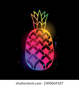 Pineapple Vector illustration. Doodle coloring book page zen art. Fruit, tropic, ananas, summer.