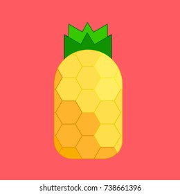 Pineapple vector illustration. Doodle style. Design, print, logo, symbol, decor, textile, paper.
