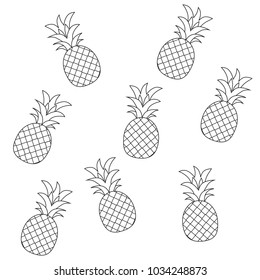 Pineapple Vector Illustration. Fashion Icon. Black color