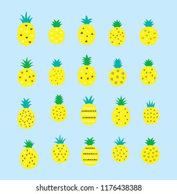 pineapple vector illustration. fresh pineapple isolated. pineapple graphic cartoon.