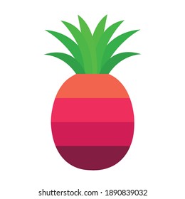 Pineapple vector illustration fruits for healthy lifestyle, design element for invitation, poster, greeting card, and sign. Colorfull flat icon isolated on white.
