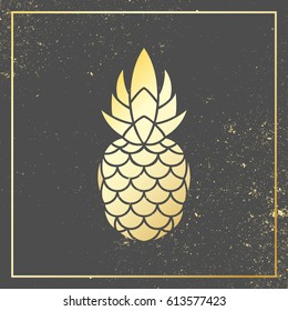 Pineapple, vector illustration, golden design