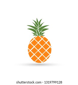 Pineapple vector illustration isolated on white background. Summer tropical fruit stylized modern trendy design, simple sign, logo. Noise texture shadow. Vegetarian organic food, detox.
