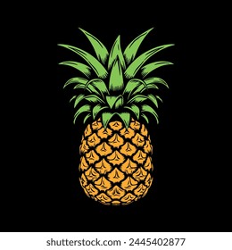 Pineapple vector illustration on black background