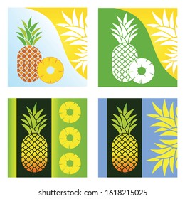 Pineapple vector illustration on green and blue background