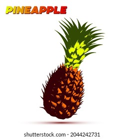 Pineapple. Vector illustration in the style of pop art colorful screen-printing.