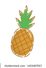 Pineapple. Vector illustration of a tasty summer fruit in flat and line-art style for print, banner or postcard.