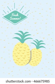 Pineapple vector illustration. Tropical fruit