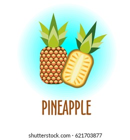 Pineapple. Vector illustration. Tropical juicy fruit.