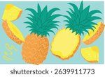 Pineapple Vector Illustration – Whole, Sliced, Half, and Wedge Tropical Fruit Set