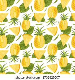 Pineapple vector illustrations. Seamless pattern background. hand draw cartoon Scandinavian nordic design style for fashion or interior or cover or textile.