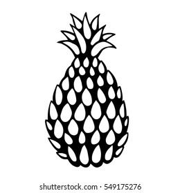 Pineapple vector isolated. Ananas hand drawn illustration.
