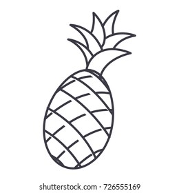 pineapple vector line icon, sign, illustration on background, editable strokes