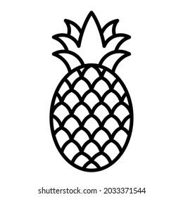 Pineapple Vector Outline Icon Isolated On White Background
