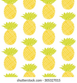 Pineapple vector seamless pattern.