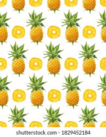 Pineapple Vector Seamless Pattern, Geometric Fashion Exotic Background, Tropical Fruits Texture, Tropic Jungle Wallpaper, Colorful Backdrop, Hawaii Cover Design, Watercolor Textile, Fabric