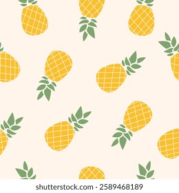 Pineapple vector seamless pattern. Summer background design.