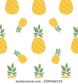 Pineapple vector seamless pattern. Summer background design.