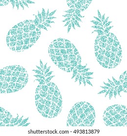 Pineapple vector seamless pattern for textile, scrapbooking or wrapping paper. Pineapple silhouette repeating ornament.