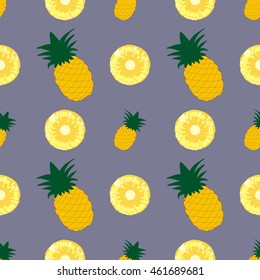 Pineapple vector seamless pattern. Tropical juicy background. Fresh design for printing on fabric, packaging, paper, bags, clothes. menu. Pineapple vector background. Juice menu, fresh menu,wallpaper.