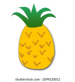 pineapple vector, shaded pineapple vector, pineapple vector on white background