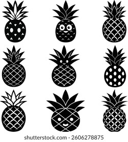Pineapple vector silhouette art and illustration