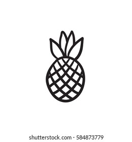 Pineapple vector sketch icon isolated on background. Hand drawn Pineapple icon. Pineapple sketch icon for infographic, website or app.