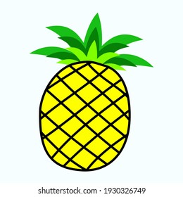 vector de piña, dibujos animados de frutas de verano, ilustración