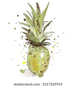 Pineapple vector watercolor splash tropic fruit