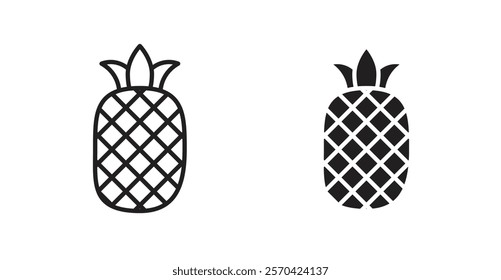 Pineapple vector web icons set