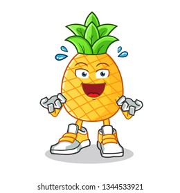 pineapple very excited mascot vector cartoon illustration