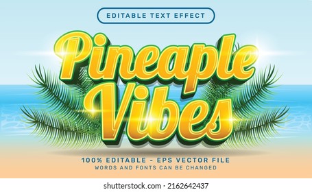 pineapple vibes 3d editable text effect and sea landscape background