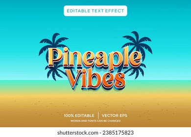 pineapple vibes 3D text effect template