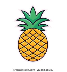 Pineapple Vivid Flat Image. Perfect for different cards, textile, web sites, apps 