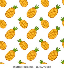 Papel pintado de piña, ilustración, vector sobre fondo blanco.