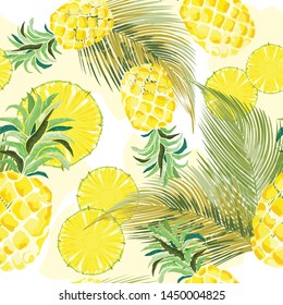 Vector Fresco de Color de Piña Diseño Textil De Patrón Sin Margen
