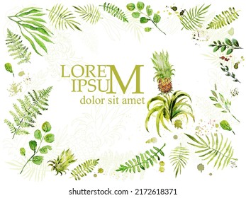 Pineapple Watercolor Vector Fresco Diseño textil sin costura