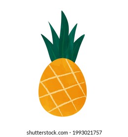 Pineapple watercolor illustration. Fresh fruit vector icon.