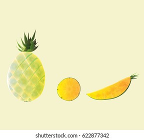 pineapple in watercolor style,vector illustration 