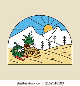 Pineapple and watermelon chill with good view of nature graphic illustration vector art t-shirt design