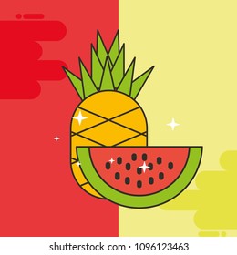 pineapple and watermelon fresh delicious