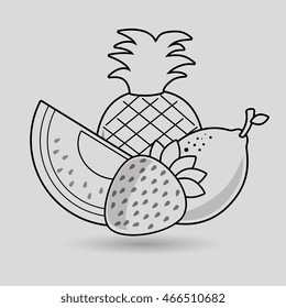 Pineapple, Watermelon, Pear and Strawberry, Nutritive food design, vector illustration eps10 graphic 