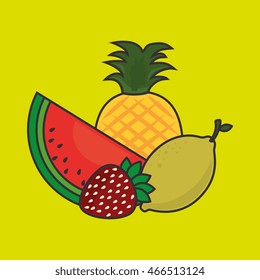 Pineapple, Watermelon, Strawberry, Lemon, Nutritive food design, vector illustration eps10 graphic 