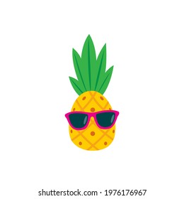 Pineapple wearing sunglasses character cartoon vector on a white background